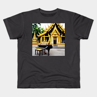 A Piano In Front Of A Thai Temple Kids T-Shirt
